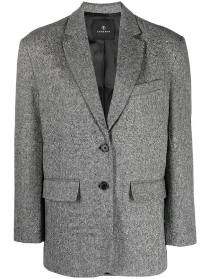 Herringbone Single-Breasted Blazer