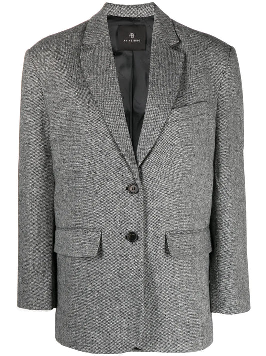 Herringbone Single-Breasted Blazer