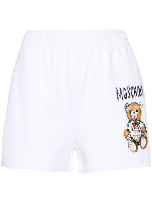 Teddy Bear-Print Mini Shorts