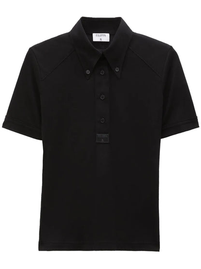 Logo-Patch Fine-Knit Polo Top