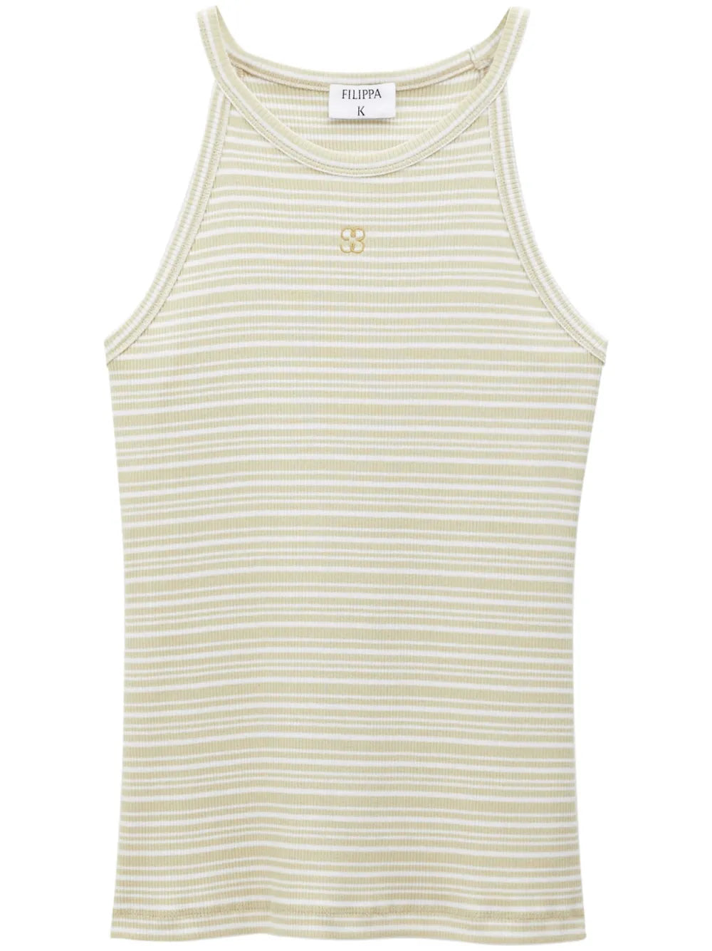 Monogram-Embroidered Striped Organic Cotton Tank Top