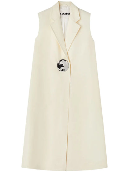 Button-Fastening Tailored Crepe Vest
