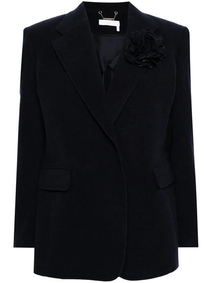 Brooch-Detail Single-Breasted Blazer