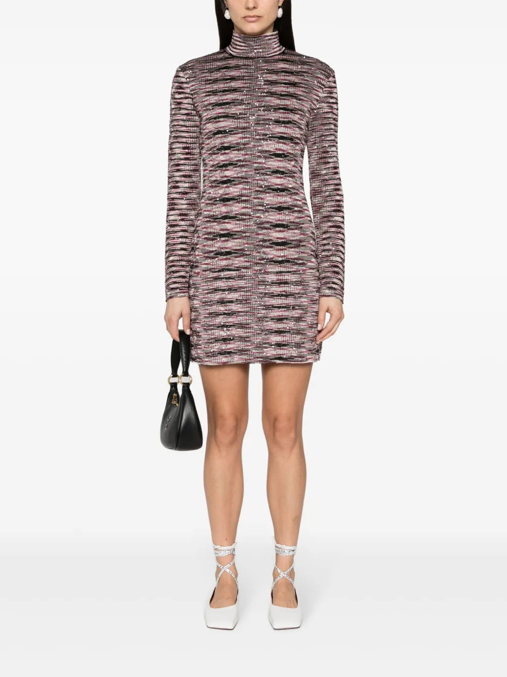Sequin-Embellished Zigzag Mini Dress