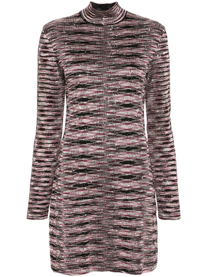 Sequin-Embellished Zigzag Mini Dress