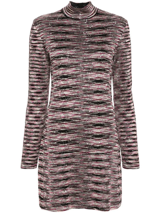Sequin-Embellished Zigzag Mini Dress