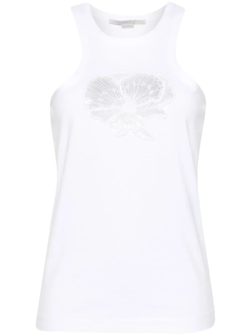 Floral-Embroidered Cotton Tank Top