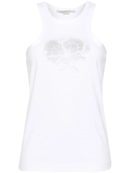 Floral-Embroidered Cotton Tank Top