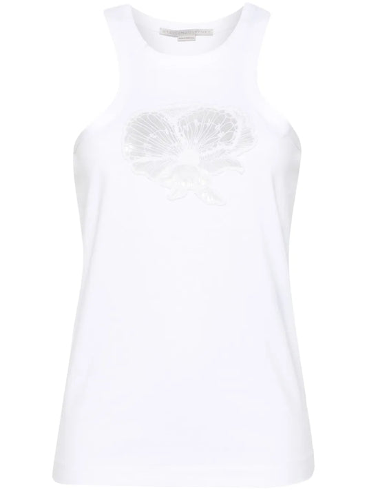 Floral-Embroidered Cotton Tank Top
