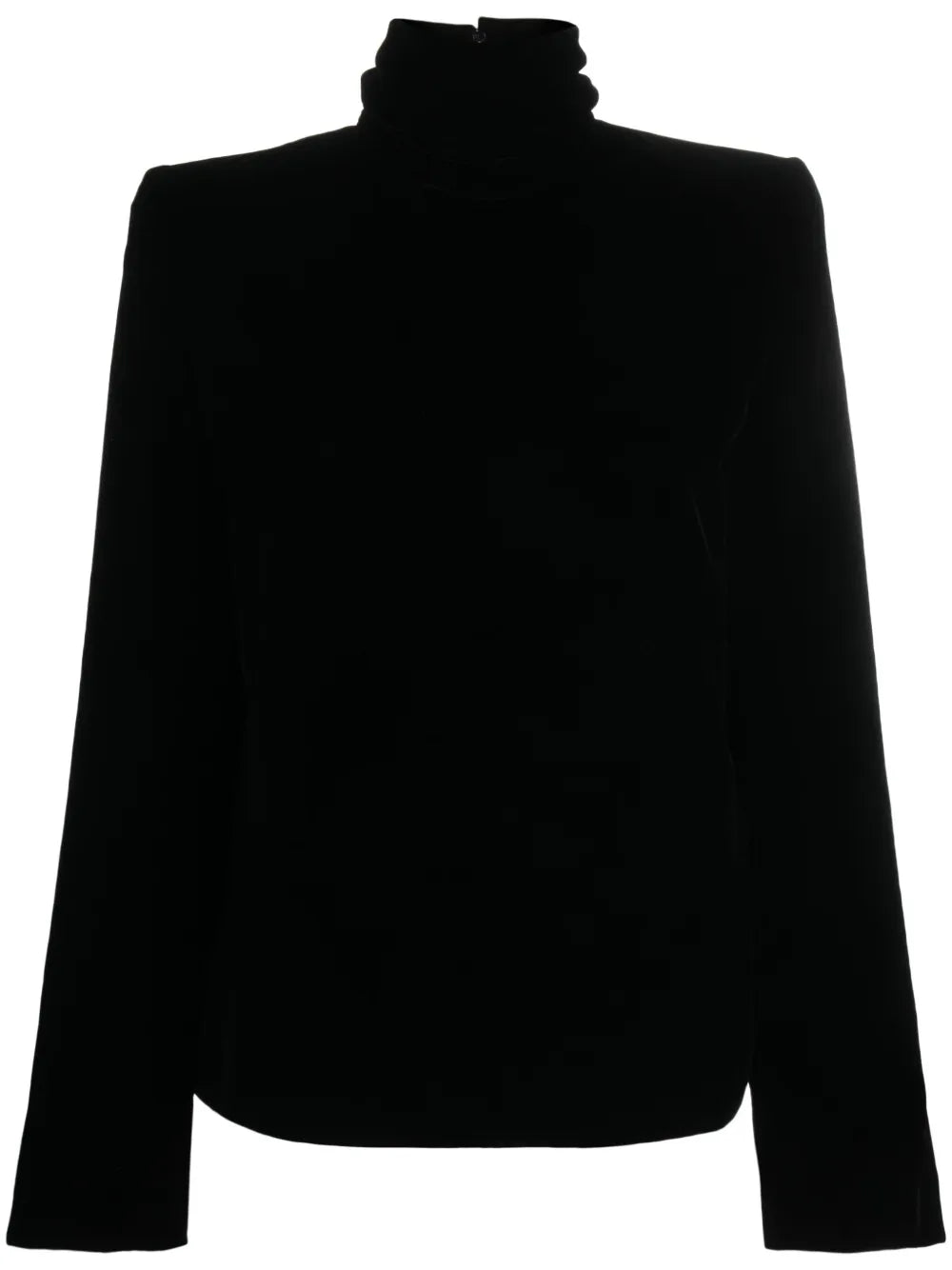 High-Neck Velvet Blouse