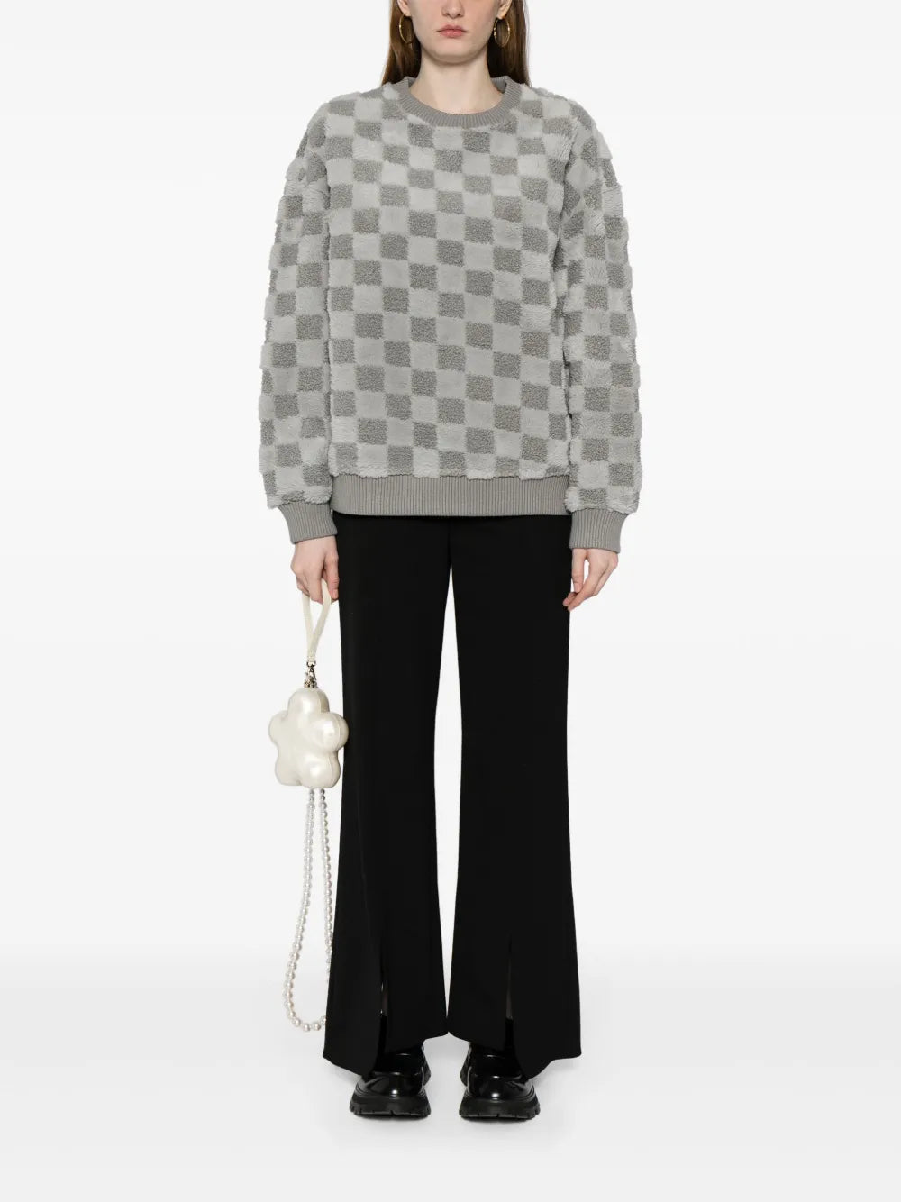 Check-Pattern Crew-Neck Sweatshirt