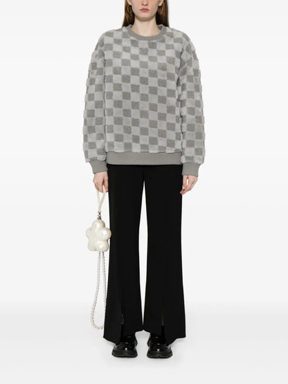 Check-Pattern Crew-Neck Sweatshirt