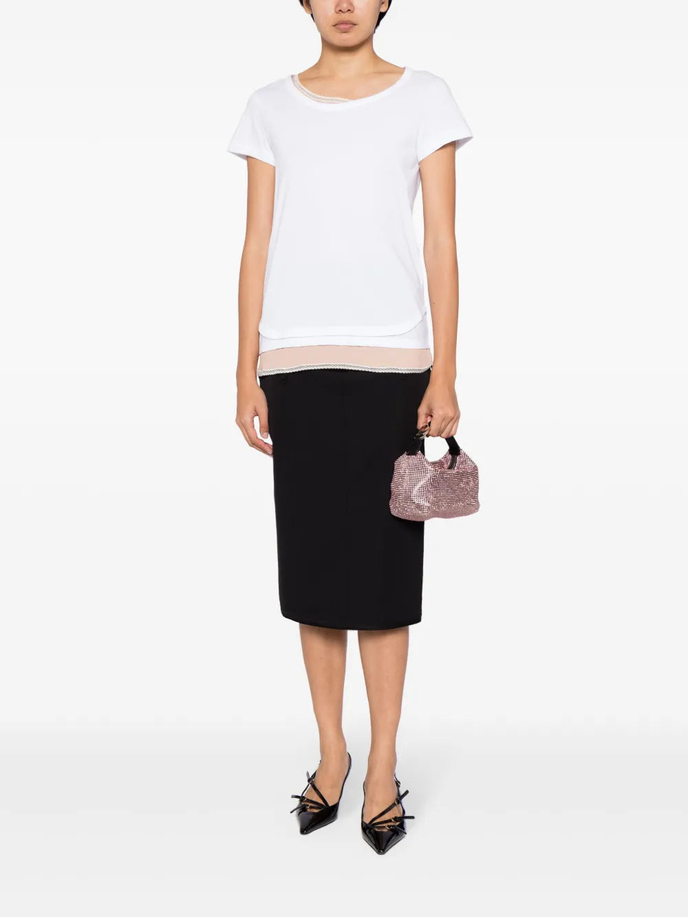 Layered-Design Cotton T-Shirt