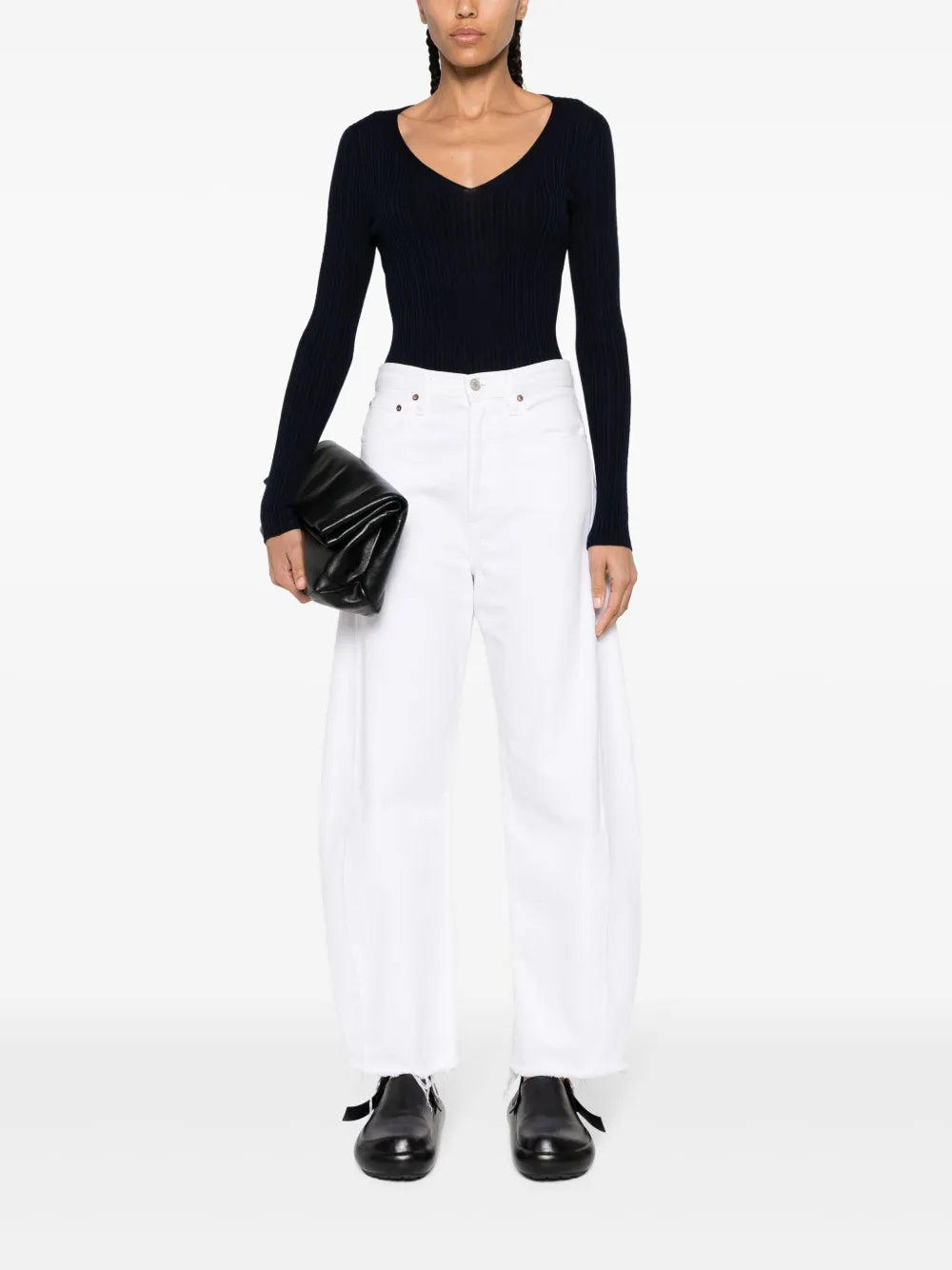 V-Neck Rib Knit Top
