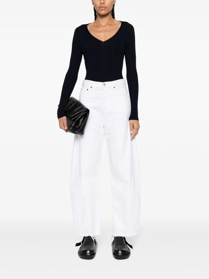 V-Neck Rib Knit Top