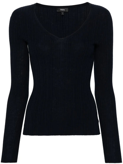 V-Neck Rib Knit Top