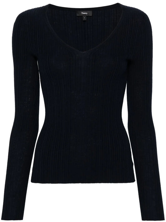 V-Neck Rib Knit Top