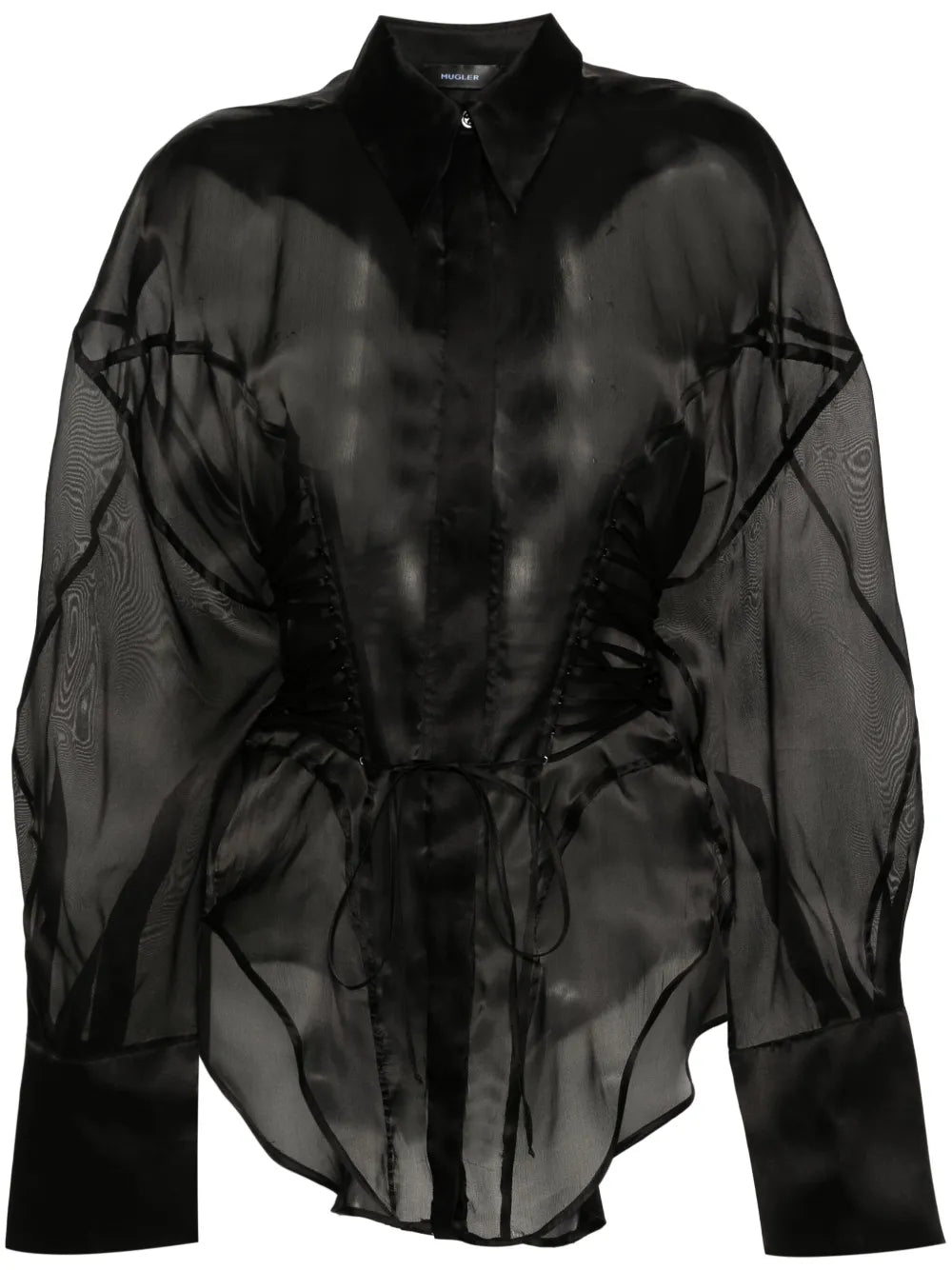 Lace-Up Detailing Silk Shirt