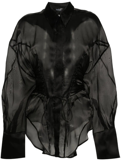 Lace-Up Detailing Silk Shirt