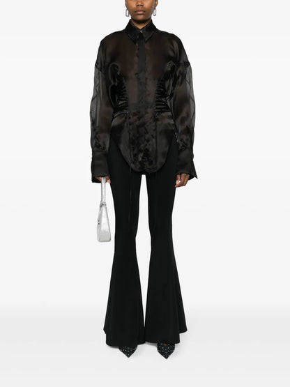 Lace-Up Detailing Silk Shirt