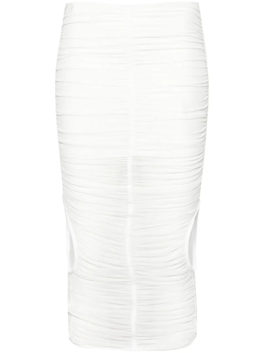 Mesh Ruched Midi Skirt