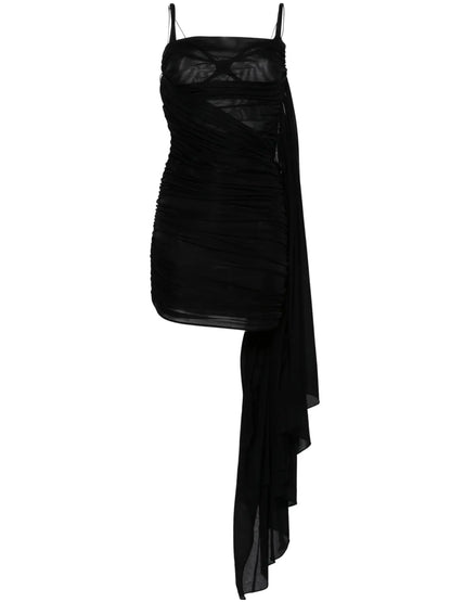 Open-Back Draped Minidress