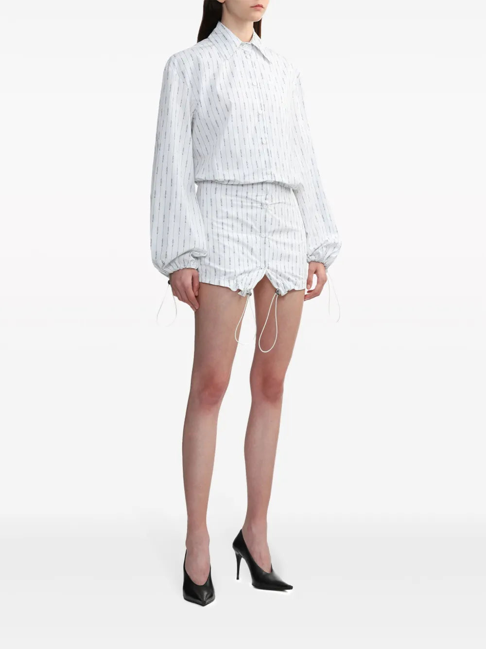 Pinstriped Cotton Mini Shirtdress