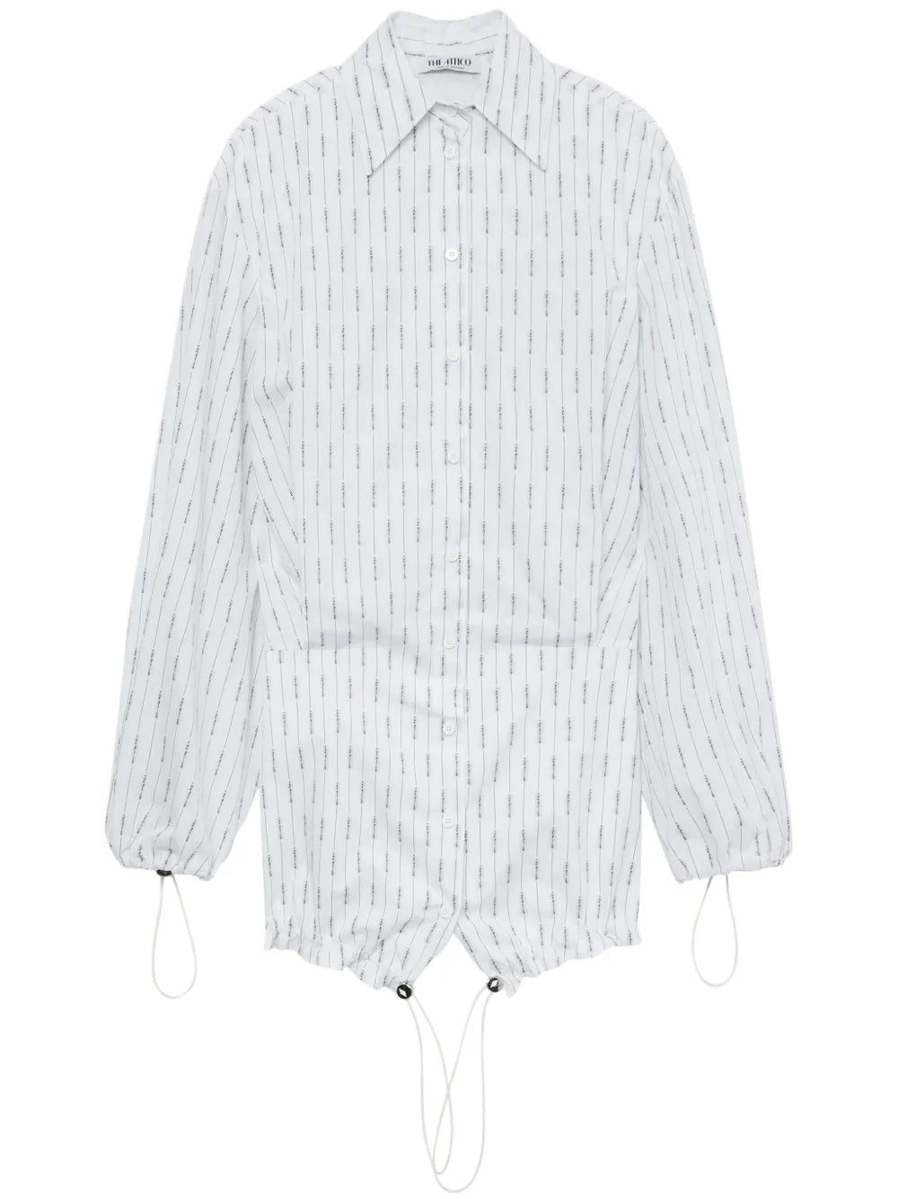Pinstriped Cotton Mini Shirtdress