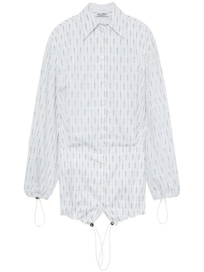 Pinstriped Cotton Mini Shirtdress