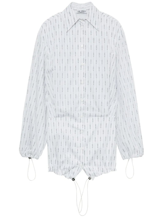 Pinstriped Cotton Mini Shirtdress