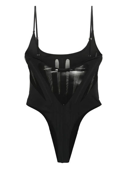 Semi-Sheer Thong Swimsuit