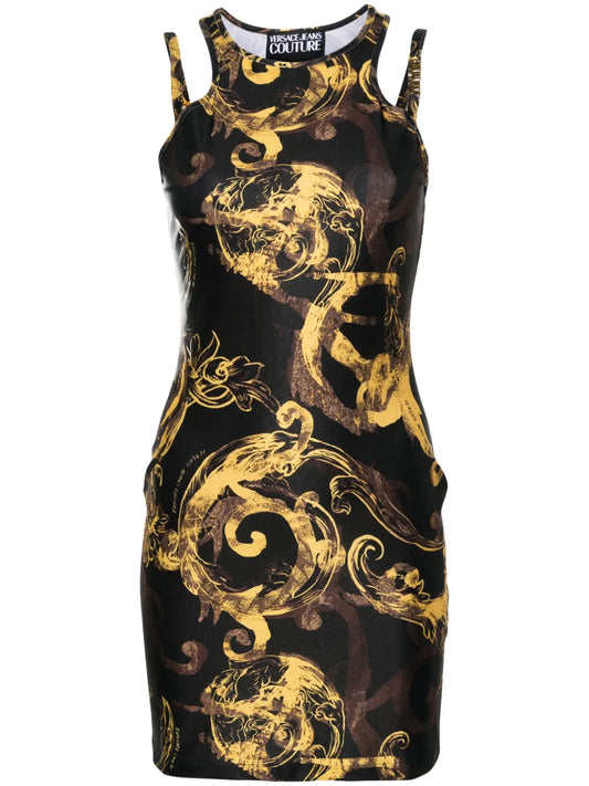 Watercolour Couture-Print Midi Dress