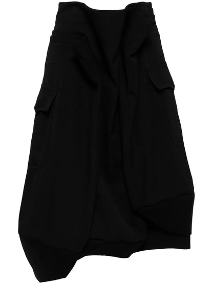 Asymmetric Wool Midi Skirt