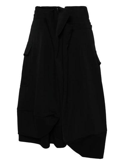 Asymmetric Wool Midi Skirt