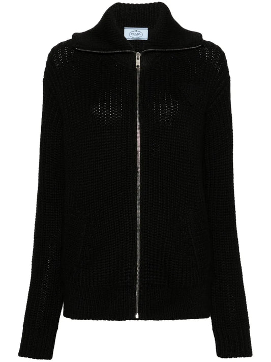 Enamel-Triangle Zip-Up Cardigan