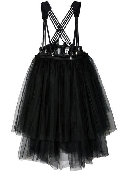 Harness-Fastened Tulle Skirt