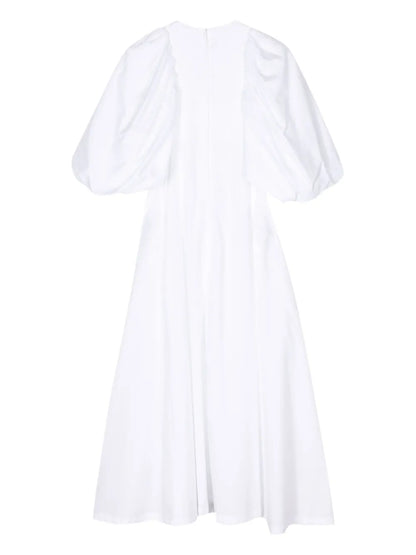 Puff-Sleeve Midi Dress