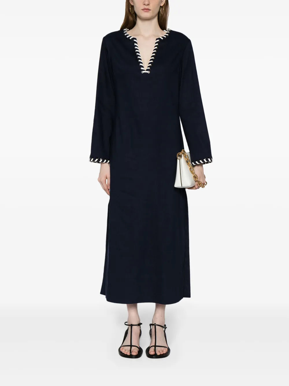 Dalta Eyelet-Detail Midi Dress