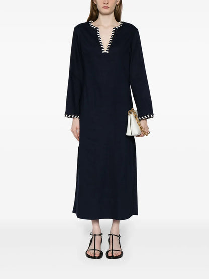 Dalta Eyelet-Detail Midi Dress