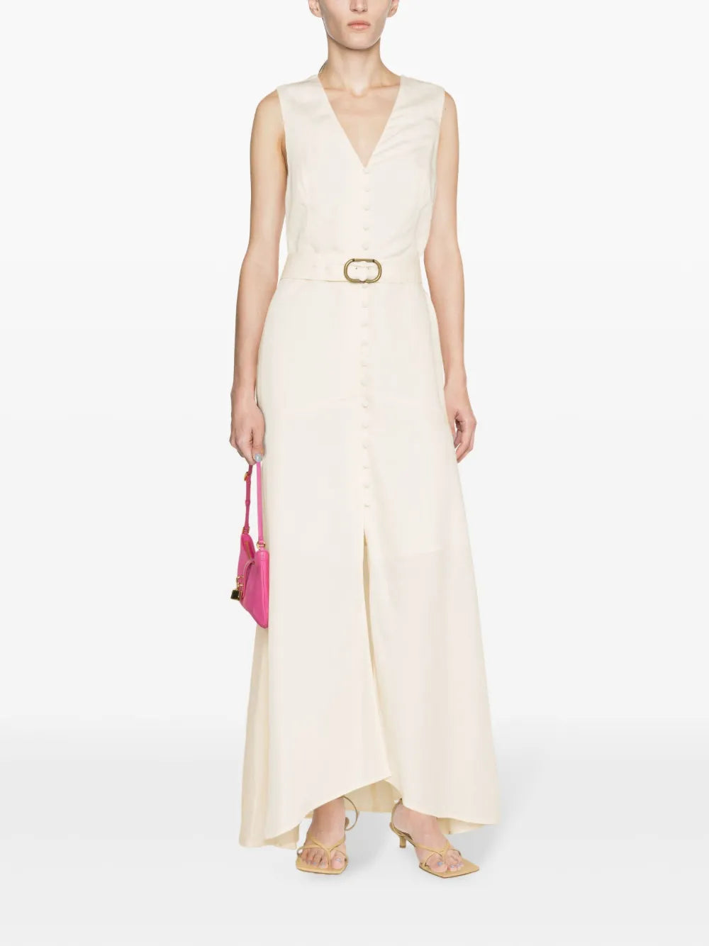 V-Neck Buttoned Maxi Dress
