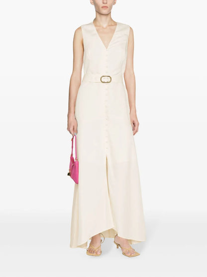 V-Neck Buttoned Maxi Dress