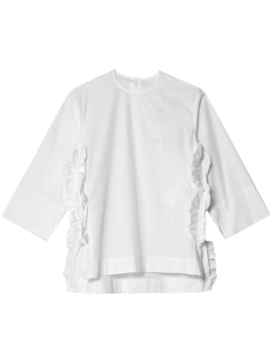 Ruffle-Embellished Cotton Blouse