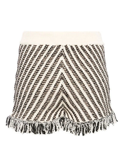 Patterned-Jacquard Knitted Mini Shorts