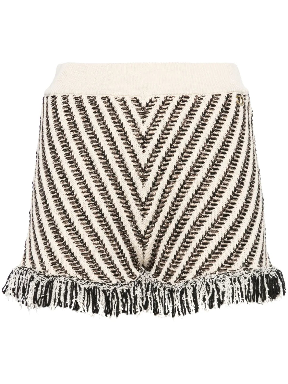 Patterned-Jacquard Knitted Mini Shorts