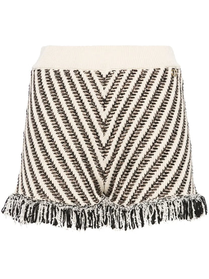 Patterned-Jacquard Knitted Mini Shorts