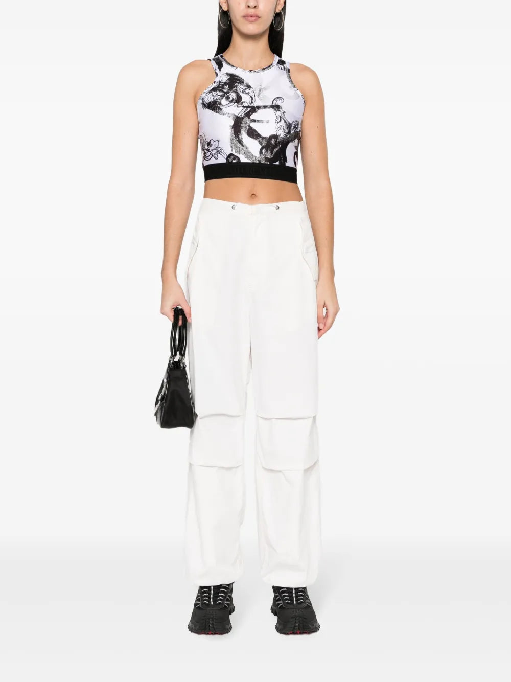 Magazine-Print Crop Top