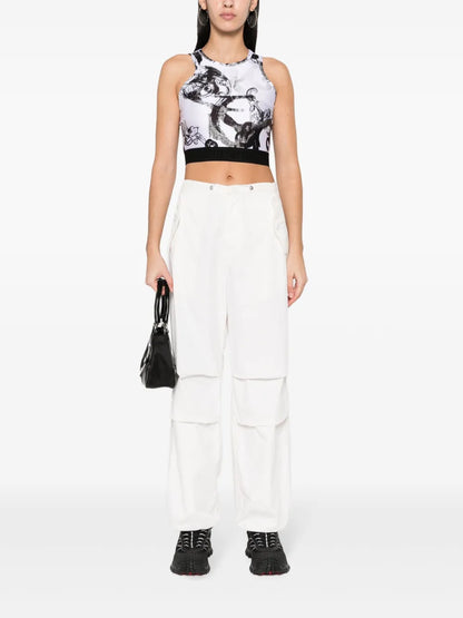 Magazine-Print Crop Top