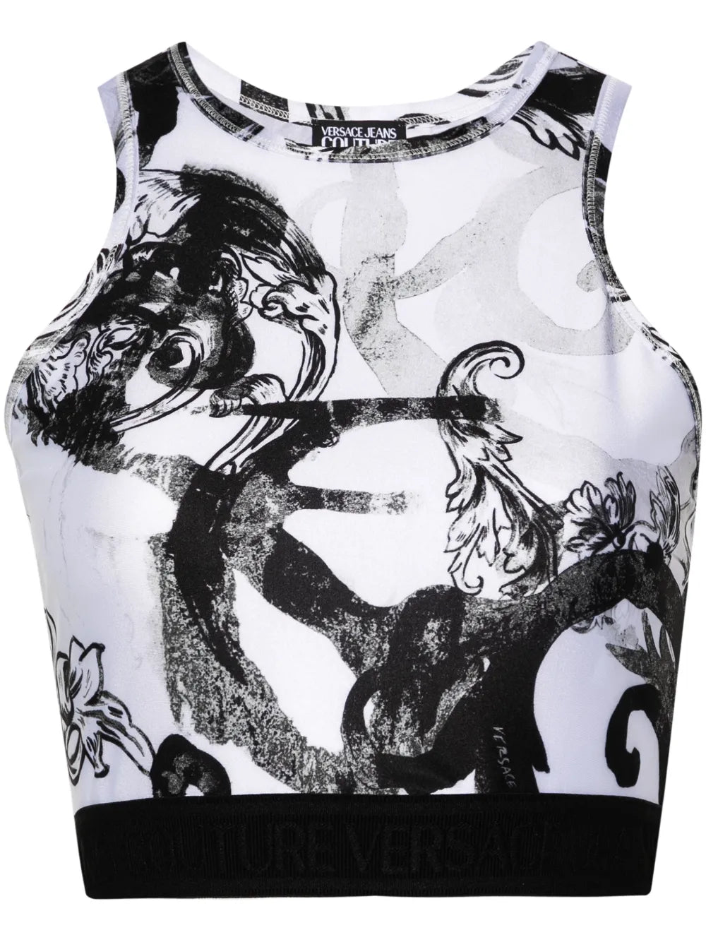 Magazine-Print Crop Top