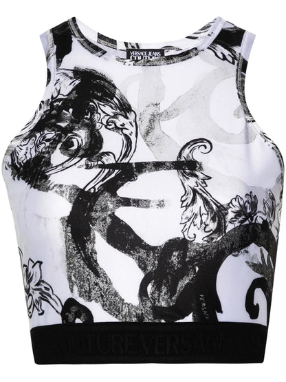 Magazine-Print Crop Top