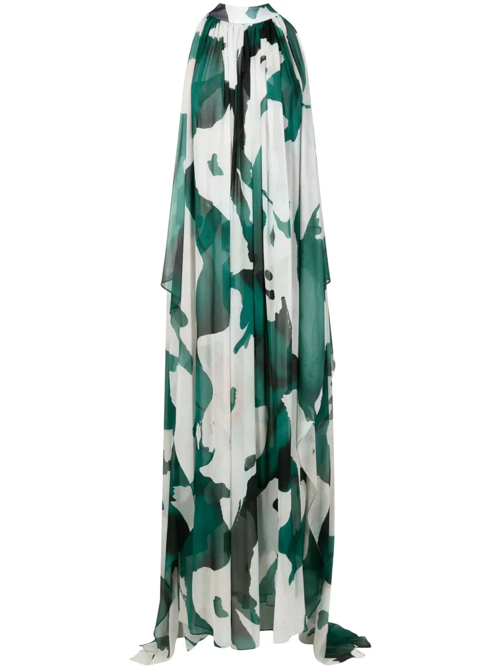 Abstract-Print Silk Draped Dress